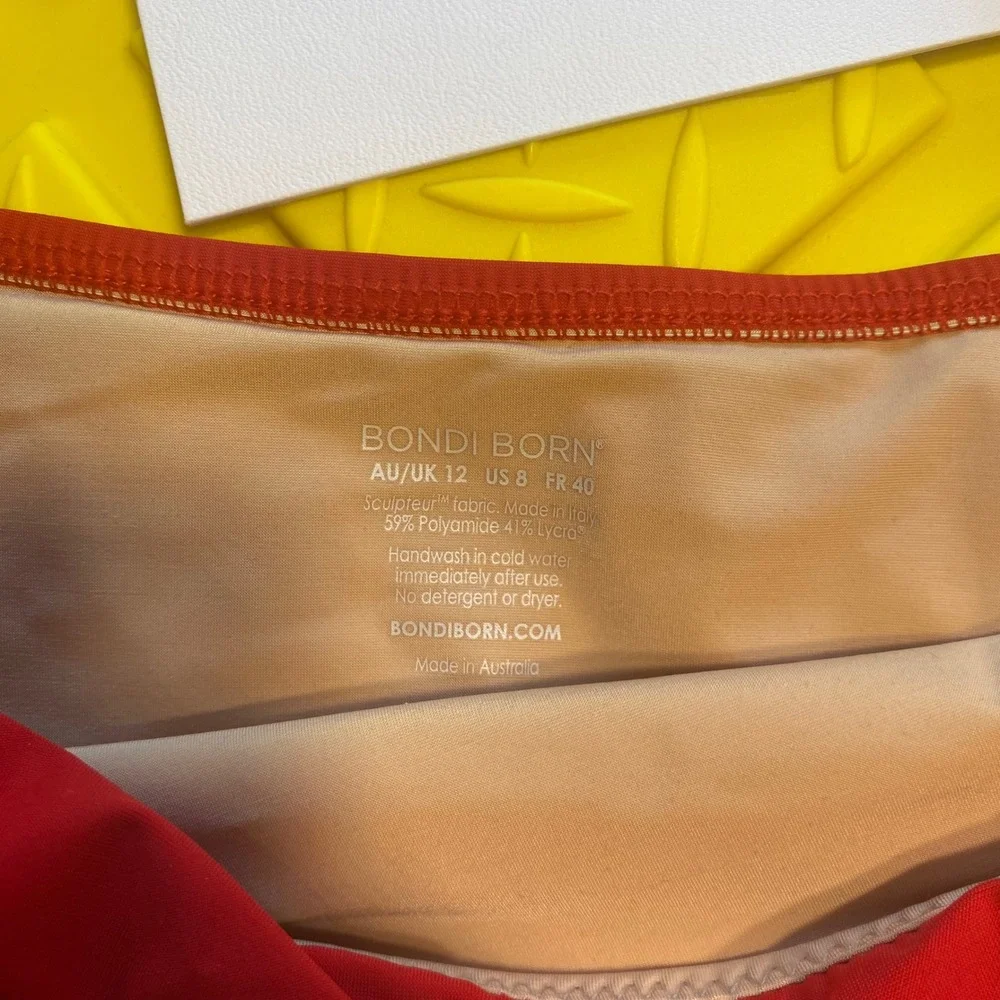 Bondi Born Paloma‎ High Waisted Bikini Bottom Scarlet Red US 8 NWT